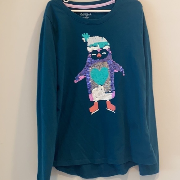Cat & Jack flippy sequin long sleeve t-shirt. Size large.  Set of 2 - Picture 2 of 11
